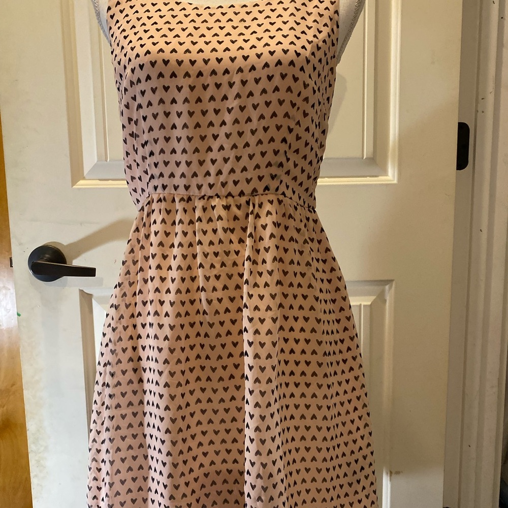 Forever 21 XXI Heart Pattern Dress, Open Back- medium